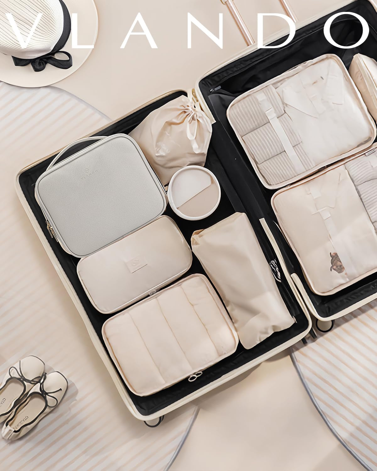 Travel Makeup Cosmetic Case Organizer Portable Storage Bag with Adjustable Dividers for Cosmetics Makeup Brushes, Girls, Women, Friends.（Gray）